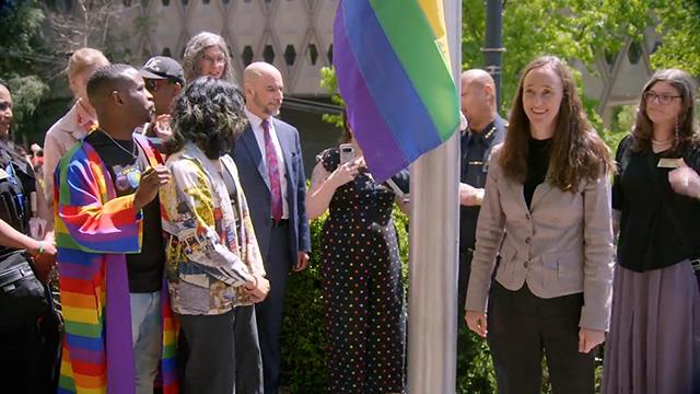 City & community leaders raise LGBTQ+ Pride Flag at City Hall City & community leaders raise LGBTQ+ Pride Flag at City Hall