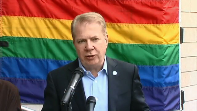 Mayor Murray at City Hall for Pride Flag